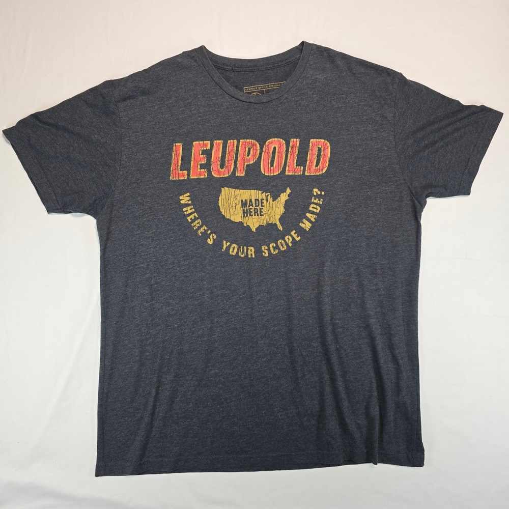 Leupold Optics Official Gear T-Shirt Mens XL Gray Graphic Tee USA Made Here